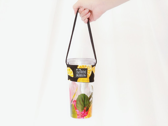 黑底藍檸檬-kate spade tumbler 手提袋 環保袋 飲料袋 20oz 第2張的照片