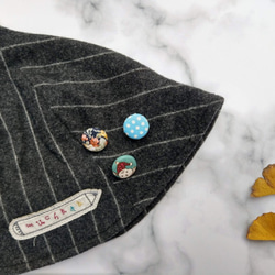 snow Brooch cloth button. Fabric Badge . Cloth Button Pack 4枚目の画像