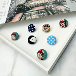 snow Brooch cloth button. Fabric Badge . Cloth Button Pack 5枚目の画像