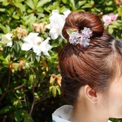 KOKONOE 【水陽】透明樹脂髮梳簪 / 紫陽花 繡球花 花簪 組合式 第1張的照片