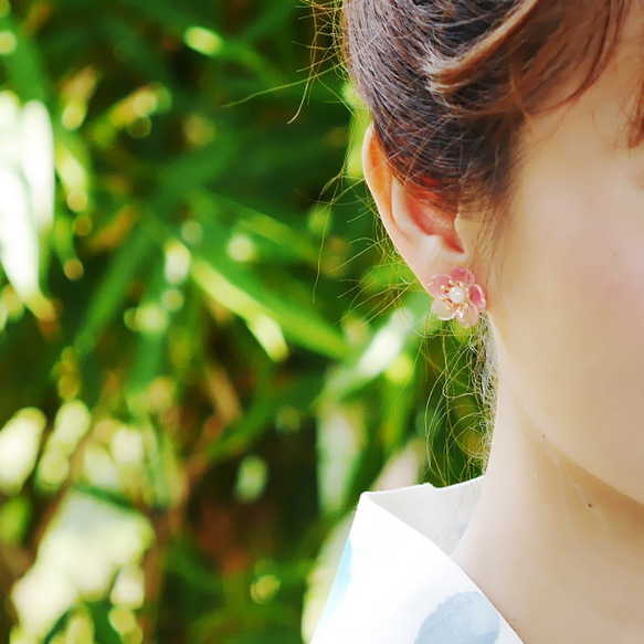 KOKONOE 【櫻】透明樹脂夾式貼耳耳環 / 樹脂 貼耳 櫻花 夾式 第1張的照片