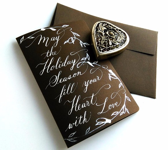 ハートのクリスマスカード◆チョコレートブラウン 2枚目の画像