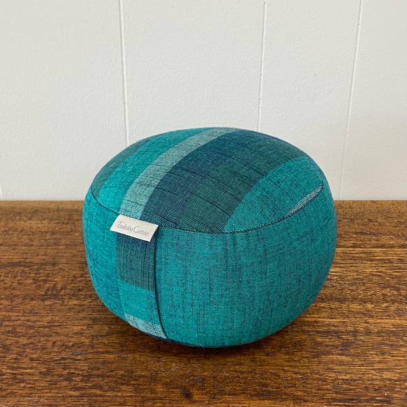 正座用ざぶとん ( ちび座蒲 ) 会津木綿 【 みどり 】 クッション