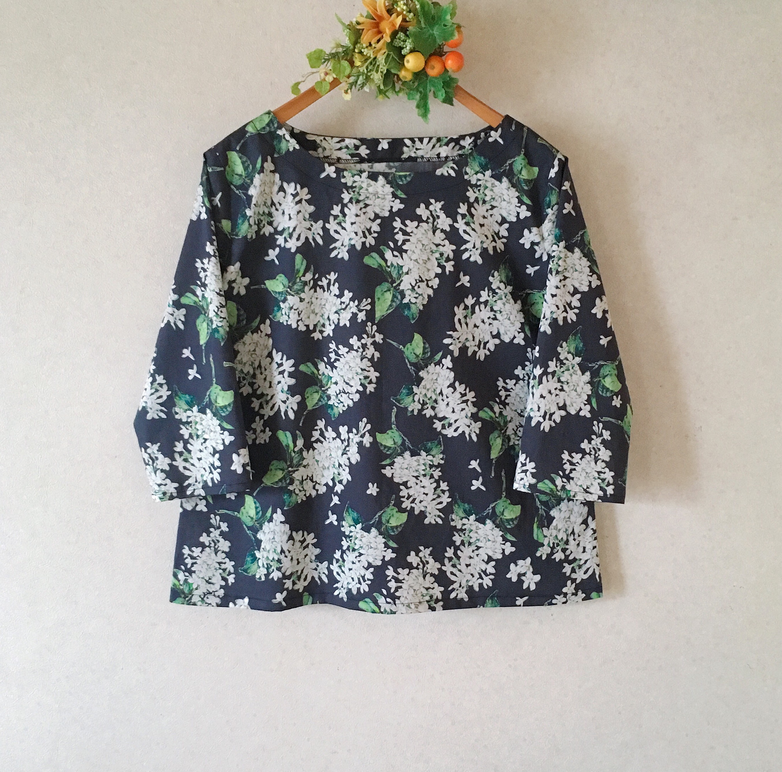 ＊受注製作  リバティ(アーカイブ・ライラック)ブラウス＊ブラック