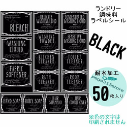 【送料無料】ラベルシール 調味料・ランドリー2種セット　耐水　ヨーロピアン036N　黒 2枚目の画像