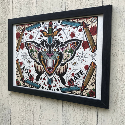 尾九 タトゥーアート バタフライ パンサー カラー A4サイズ フレーム