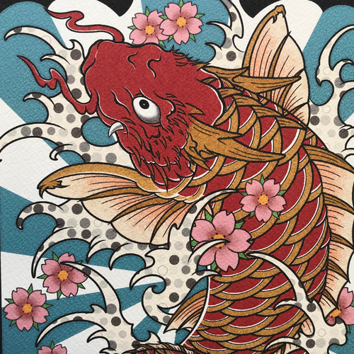 川端龍子 彩色日本画『魚彩』P8号 - メルカリ