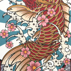 尾九 刺青画 赤色 化け鯉 オリジナルイラスト A4サイズ  簡易フレーム付き 6枚目の画像