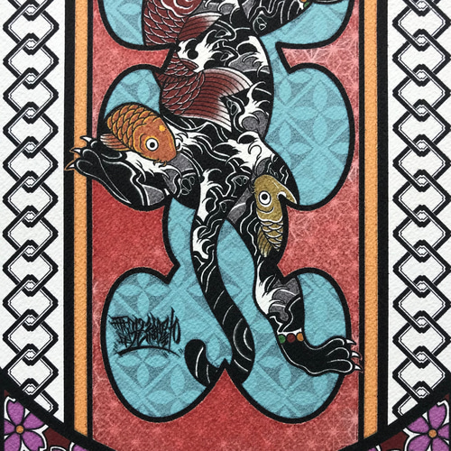【ヒョウ】アクリル画　イラスト　BAEZ3 A4サイズ額装付き 尾九 龍画 昇り龍 A4サイズ フレーム付き | iichi 日々の暮らし