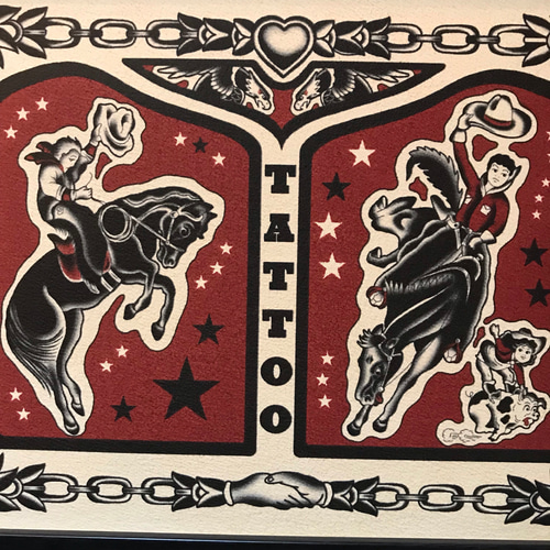 尾九 タトゥーアート ロデオガール A4サイズ フレーム付き