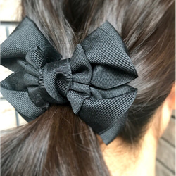 シックで上品なブラックリボン♫  piccolo ribbon  [バレッタ・ポニーフック・ヘアゴム・キーホルダー] 2枚目の画像