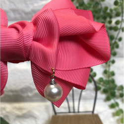 【ラスト1点】大人気♡フラミンゴちゃんのperle ribbon[バレッタ・ポニーフック・ヘアゴム] 4枚目の画像