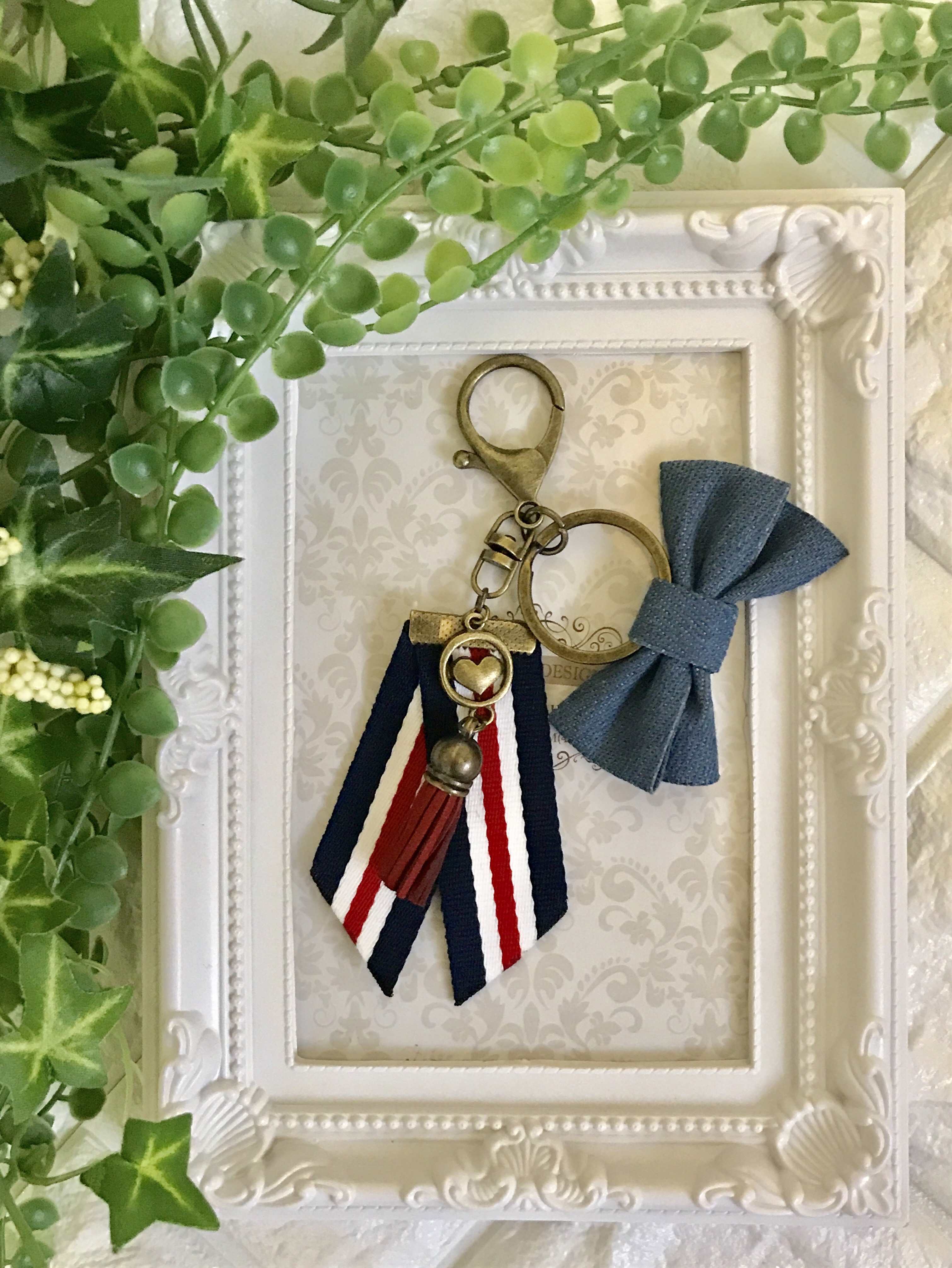 デニムリメイク☆タッセルキーホルダー☆リボンチャーム•② 楽天市場】Mermaid jewelry バンダナデニムタッセルキーホルダー
