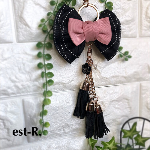 美品　フリンジ　タッセル　バックチャーム　ピンク　キーリング ss-link_bagcharm74_1