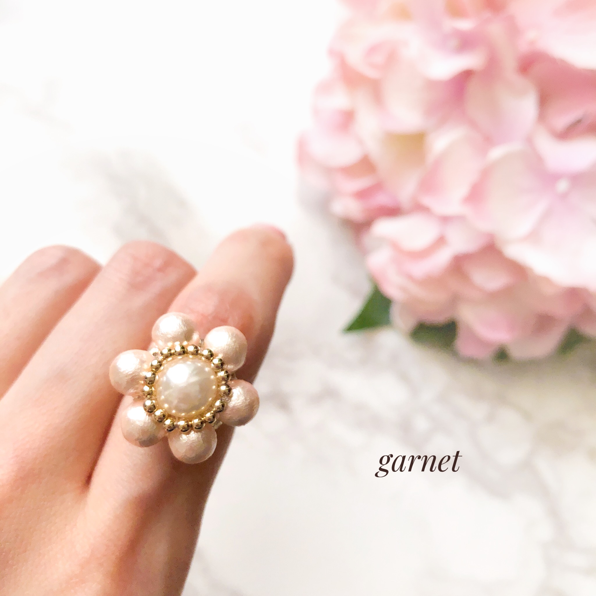 パールフラワーリング（コットンピンク）　　206