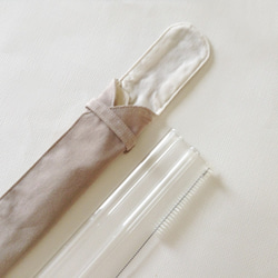 Duo Glass Straw Pouch Set/ Color: Soy Milk Tea 1枚目の画像