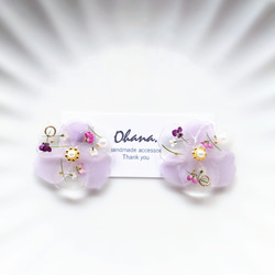 レジン 花 パープル イヤリングorピアス イヤリング