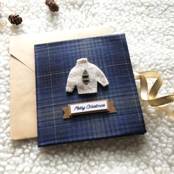 聖誕樹小毛衣 sweater 手工卡片 聖誕卡 Handmade Xmas card 藍色 第1張的照片