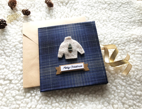 聖誕樹小毛衣 sweater 手工卡片 聖誕卡 Handmade Xmas card 藍色 第1張的照片