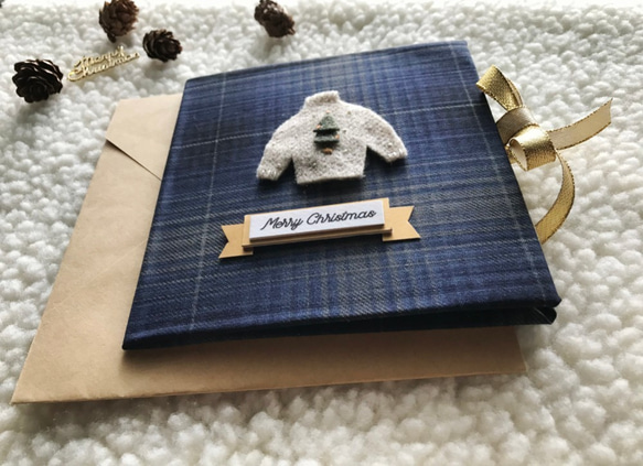 聖誕樹小毛衣 sweater 手工卡片 聖誕卡 Handmade Xmas card 藍色 第5張的照片