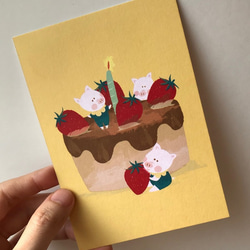 小さなケーキの祝福 | バースデーカード | 手作りカード/ユニバーサルカード | Happy Birthdayカード | 1枚目の画像