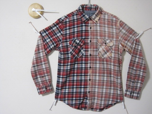 １点　ビンテージ風ネルシャツ－10 【No.】　チェック／ポロシャツ／／水彩／紅葉／カラフル／冬／暖／起毛