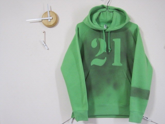 １点　スモーク　パーカー【21】Ｓサイズ／ペイント／落書き／エイジング／煙／ビビット／グリーン