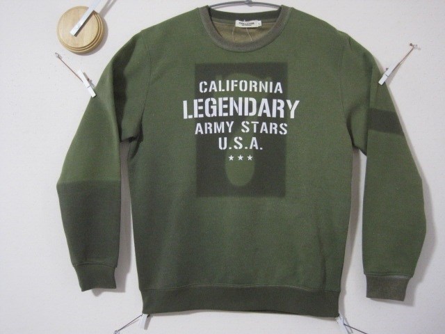 1点物　ステンシルトレーナー【7】　起毛／バック／アーミー／無骨／ミリタリー／アーミー／エイジング