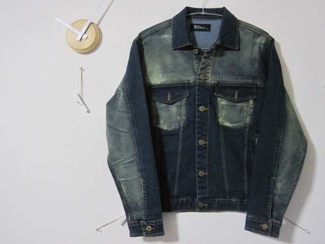 １点　ソフト　デニムジャケット【４】ビンテージ加工　ブリーチ／デニム／ミリタリー／Ｇジャン／インディゴ／ストレッチ／