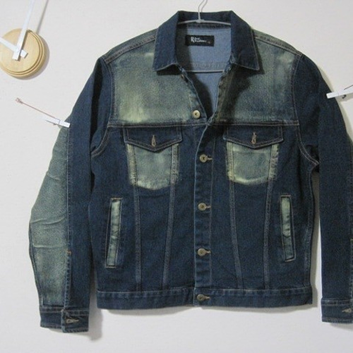 シーナリー デニムジャケット プリーツ ヴィンテージ加工 インディゴ 38 1点 ソフト デニムジャケット【4】ビンテージ加工 ブリーチ／デニム