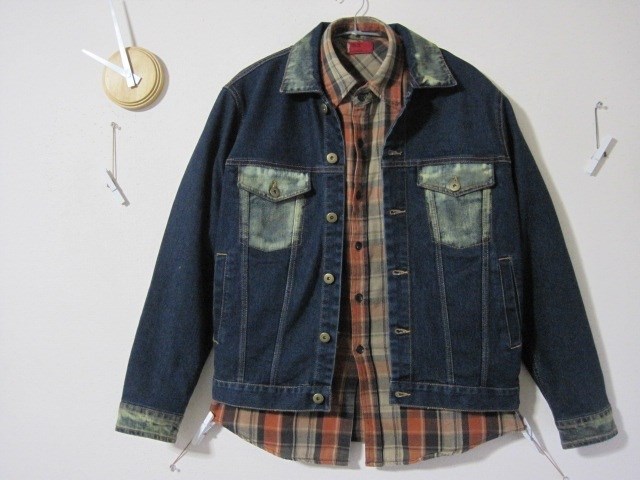 １点　ソフト　デニムジャケット【10】ビンテージ加工　ブリーチ／デニム／ミリタリー／Ｇジャン／インディゴ／ストレッチ／