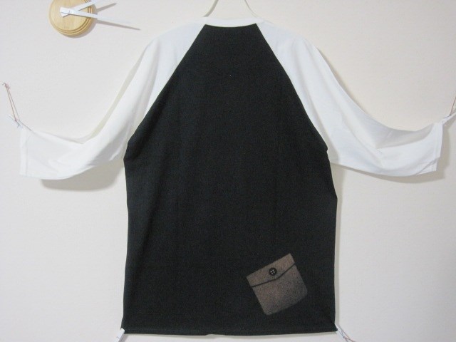 7分袖　休日ポケット　２４　送料無料　ドルマン／Ａライン／モノクロ／ふわふわ／ロンＴ／ロンＴ／ポケット／キュート／長袖