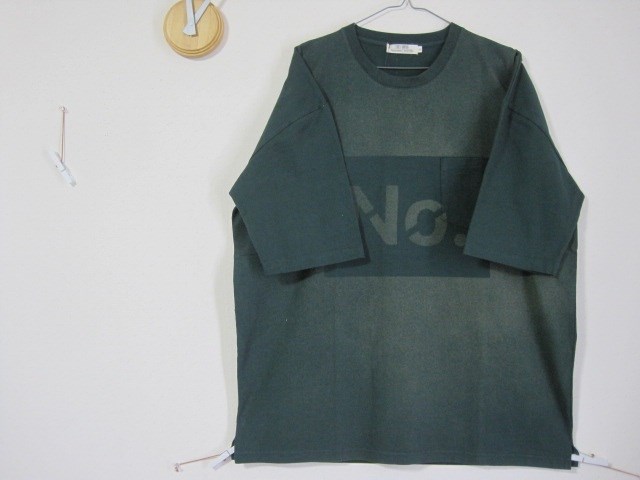 １点　ゼッケン【Ｎｏ．】　ポケＴ　和モダン/抗菌/ワンピ/ユル/ダボ/雨/霜降り/着物/草/緑/撫子/和装