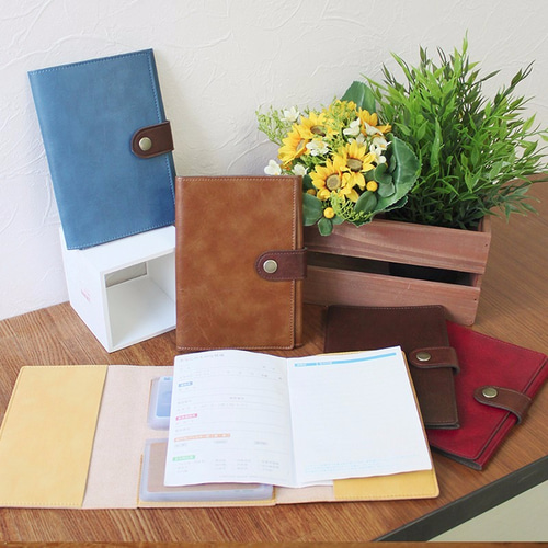 ぐしぐし手縫い＊カウ柄ハラコとヌメ革ナチュラルのスライドカード  