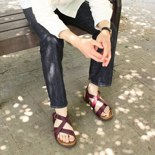 沢山歩いても疲れない！メンズ クロスストラップサンダル (BRISE) 国産