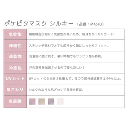 92%OFF 2枚入り ポケピタマスク シルキー フィルターポケット付き 速乾 UVカット MASK3【5日以内発送】 6枚目の画像