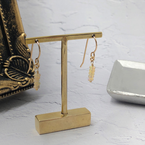 【SALE】プレシャスオパールネックレス＆ピアスセット（14kgf）② プレシャスオパールの14kgfピアス ピアス（フック・チェーン