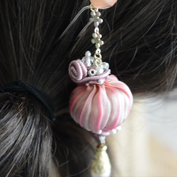 かんざし　シルクリボンのバルーン　ピンク 4枚目の画像