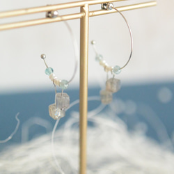 ラブラドライトのフープピアス　夏の浜辺 6枚目の画像