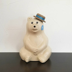 しろくま貯金箱　麦わら帽子　2点セット ハシュケオリジナルキャンペーン！麦わら帽子付きシロクマ貯金箱