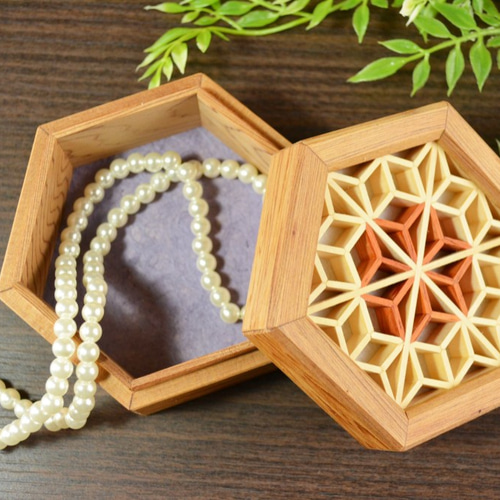 組子の小箱 屋久杉 【麻の葉】 フリーボックス・小物入れ Woodcraft