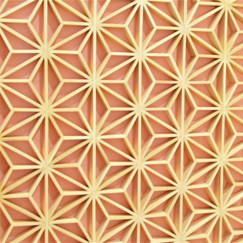 173  麻の葉組子　吹き抜け3枚一組 組子欄間調インテリア壁飾り 【3種組分け 麻の葉-ゴマ柄-桜亀甲