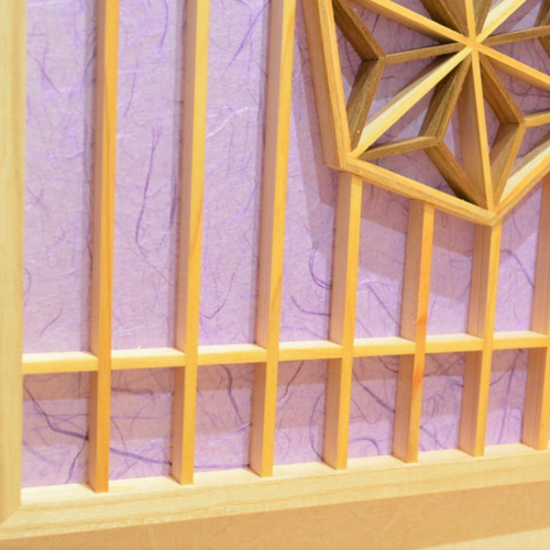 組子細工の壁飾り【格子に麻の葉入り】アートパネル【画鋲で飾って頂け