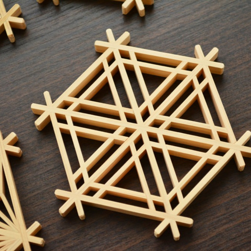 和モダンな組子のコースター 4枚セット 組子細工の伝統模様 花瓶置きや