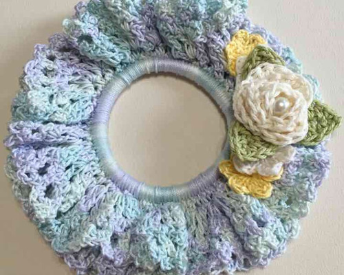 薔薇のお花モチーフ付きドイリー(ピンク系)ハンドメイドレース編み ハンドメイド レース編み花モチーフ6個セット かぎ針編み 薔薇