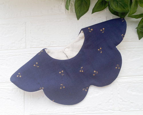 ギフトにも☆360°もくもくスタイ(さくらんぼ/ネイビー) スタイ