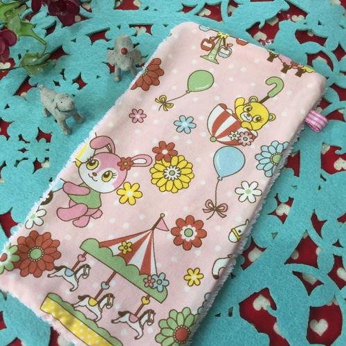 レトロなどうぶつ☆ふわふわもこもこタオル☆ハンドメイド☆メガネ拭き 