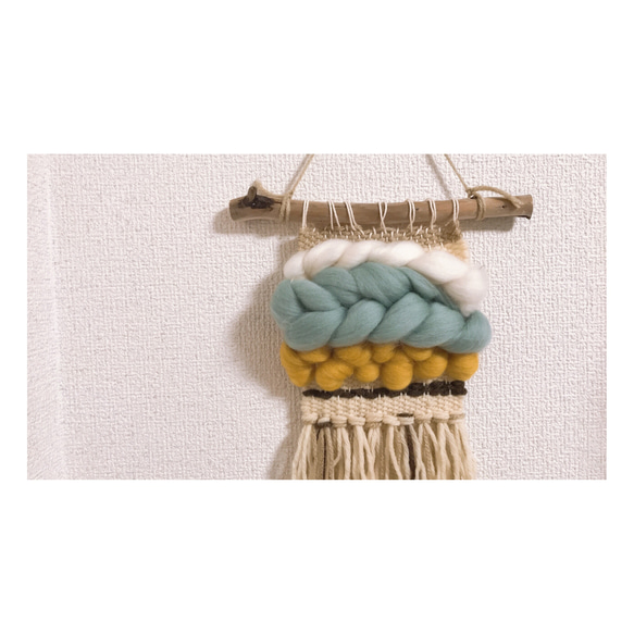 【一点もの】weaving tapestry TURQUOISE x YELLOW （ウィービングタペストリー） 2枚目の画像