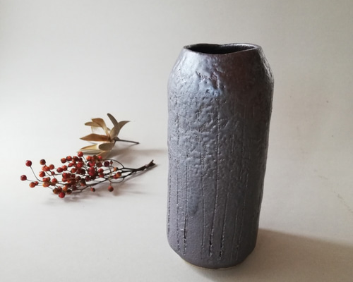 一輪差し／柿釉花入 鉄釉花入 一輪挿し・花瓶・花器 うつわの行方のきやこ 通販