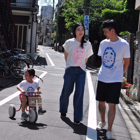 ママとお揃いコーデ2枚セット☆彡 ひょっとこ レディースゆるふわ＆キッズベビーTシャツ ☆お得なセット割引☆ 4枚目の画像